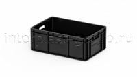Евроконтейнер открытые ручки/усиленное дно (черный), 600x400x220 мм