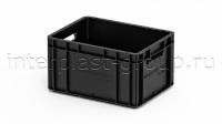 Евроконтейнер открытые ручки/усиленное дно (черный), 400x300x220 мм
