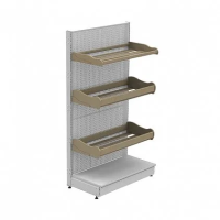 Стеллаж торговый пристенный перфорированный отдельностоящий (2250x1000x500) 3 хлебных лотка